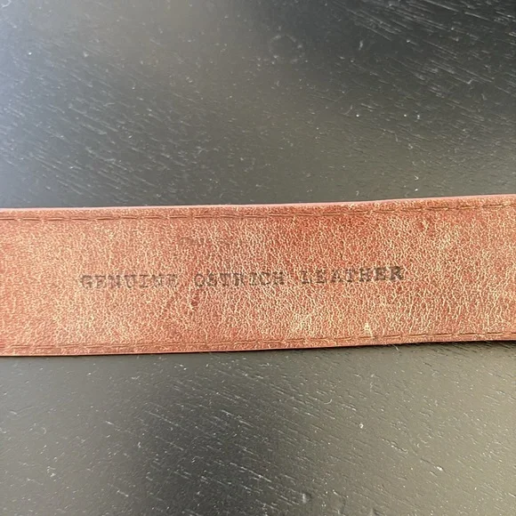 Tecovas ostrich Brown Leather Belt with Brass Buckle - Picture 9 of 16